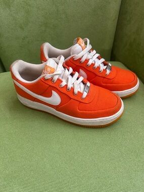 Nike Women’s Orange Canvas Air Force 1 Low Sneakers